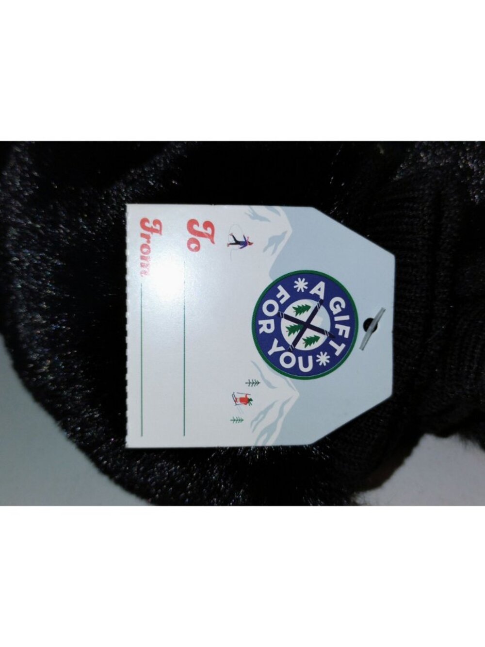 Black Faux Fur Mittens 100% Polyester Fabric Ribbed Wrist - Picture 5 of 7